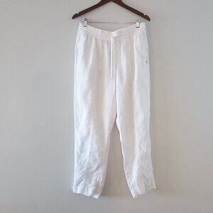 ATHLETA white linen elastic waist pants
